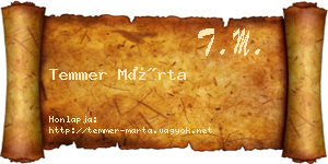 Temmer Márta névjegykártya